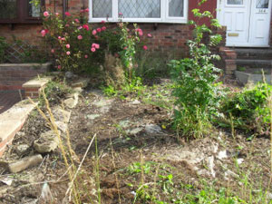 Garden Before new turf and plants